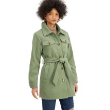 Steve Madden Juniors Belted Shirt Jacket Moss XLarge, Green
