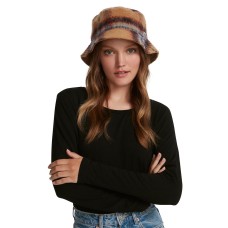 Steve Madden Logo Plate Brushed Bucket Hat, Brown,28-1/2″