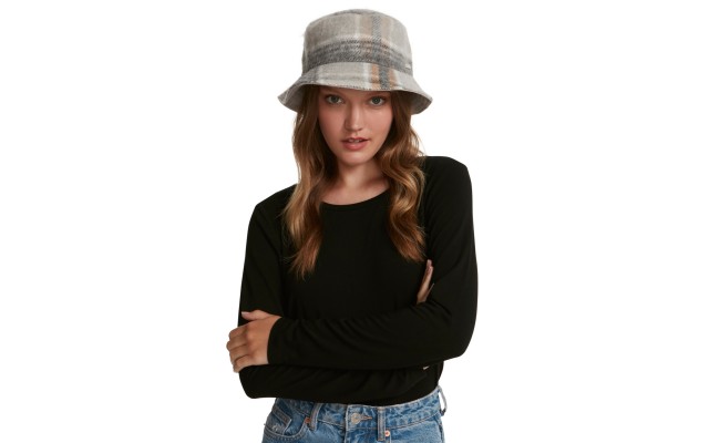  Logo Plate Brushed Bucket Hat, Grey, 28-1/2