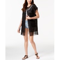 Steve Madden Out-Of-Town Mesh Kimono & Cover-Up, Black