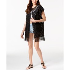Steve Madden Out-Of-Town Mesh Kimono & Cover-Up, Black