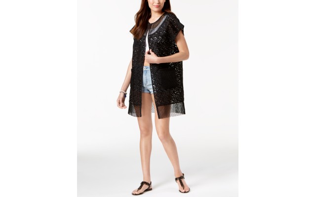  Out-Of-Town Mesh Kimono & Cover-Up, Black