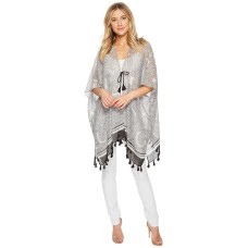 Steve Madden Paisley Tassel Kimono (Black, One Size)