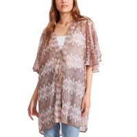 Steve Madden Printed Short Sleeve Kimono, Clay