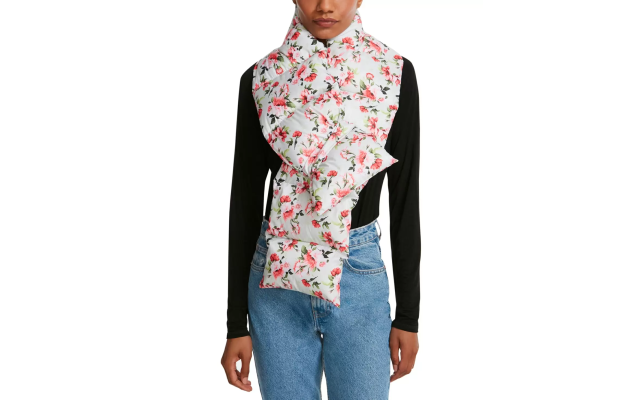  Pull Through Puffer Scarf, Off-White, 62” x 8”