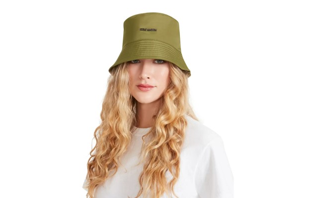  Satin-Lined Bucket Hat, Olive, One Size