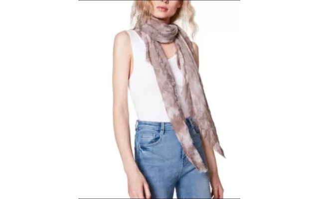  Tie-Dyed Oblong Scarf, Beige