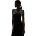  Tiered Floral Cotton Collar, Navy