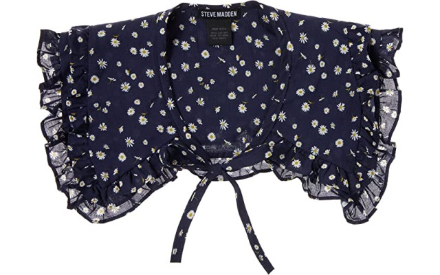  Tiered Floral Cotton Collar, Navy