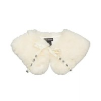 Steve Madden Women s Faux Fur Neck Collar with Rhinestone Ties Winter White OS