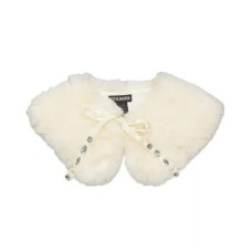 Steve Madden Women s Faux Fur Neck Collar with Rhinestone Ties Winter White OS