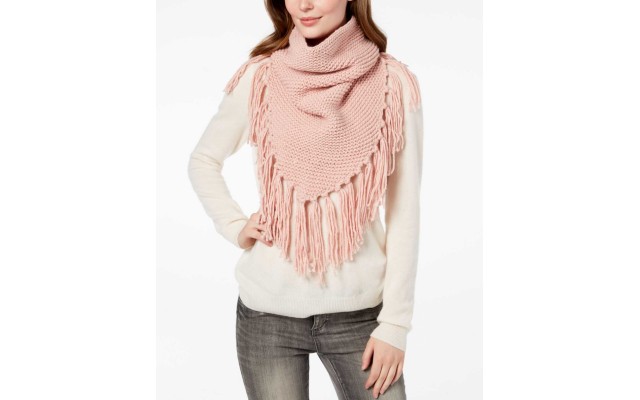  Women’s Fringe Triangle Snood Scarves, Pink