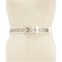 Steve Madden Women’s Grommet Pant Belt, White/Silver, Large