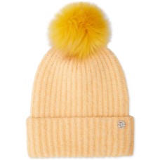 Steve Madden Women’s Cloud Knit Faux-Fur Pom Pom Beanie – Orange