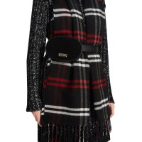 Steve Madden Women’s Faux-Shearling Oval Belt Bag, Black, Small