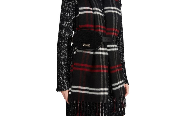  Women’s Faux-Shearling Oval Belt Bag, Black, Small