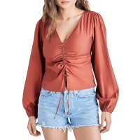 Steve Madden Womens Felicity Blouse, Burnt Henna, Small