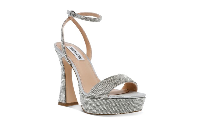  Womens Lashed Rhinestone Slingback Sandals, Silver, 9.5