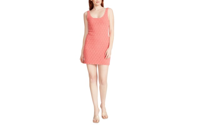  Women’s Malia Crochet Sweater Mini Dress, Spring Rose, Large