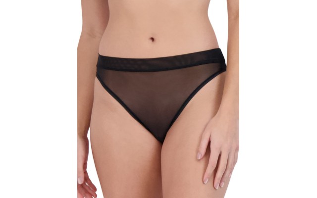  Women’s Mesh High-Leg Bikini Underwear, Black, Small