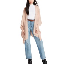 Steve Madden Women’s Open Front Solid Boucle Lurex Cape, Blush