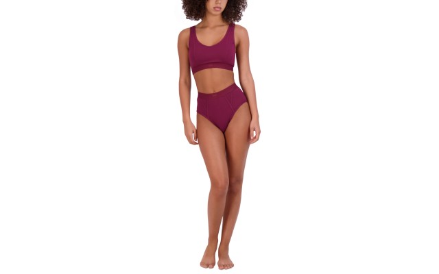  Women’s Ribbed Stretch Bralette, Wine, Small