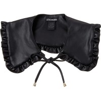 Steve Madden Women’s Ruffle-Trim Faux Leather Collar, Black