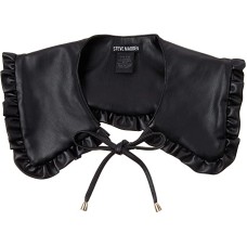 Steve Madden Women’s Ruffle-Trim Faux Leather Collar, Black