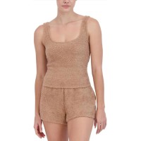 Steve Madden Women’s Scoop-Neck Chenille Sleep Tank Top, Praline, Large
