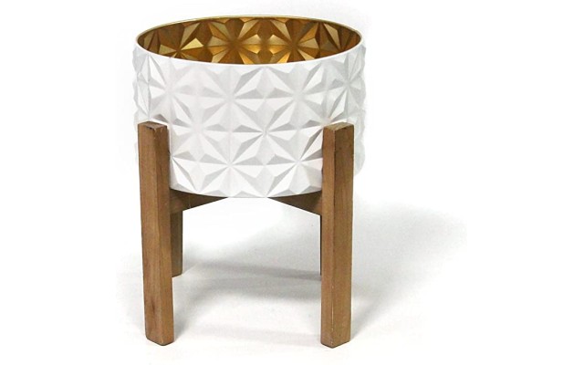  Stratton Home Decor Modern Plant Stand, 11.50W X 11.50D X 14.25H, White