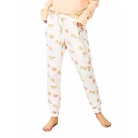 Stripe and Stare Peach Print Jogger Lounge Pants, Small, Orange