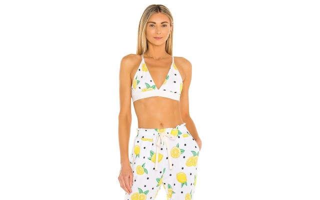 Stripe and Stare Printed Triangle Bralette, Yellow, Small