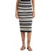 Striped Cotton-blend Pencil Skirt in Navy and Cream, Large