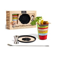 Studio Mercantile Bloody Mary Bar Tool Kit + Recipe Glass, 3 Pieces Set, Multi