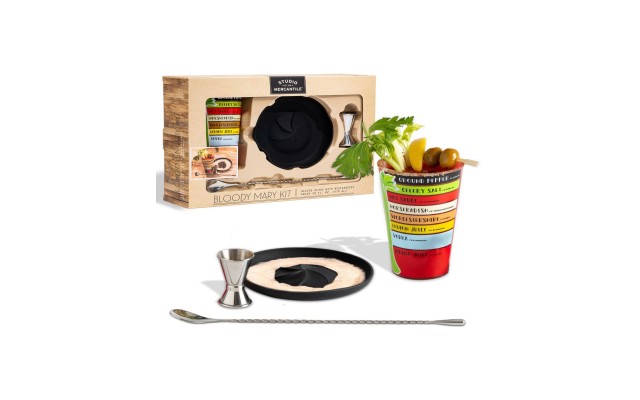  Bloody Mary Bar Tool Kit + Recipe Glass, 3 Pieces Set, Multi