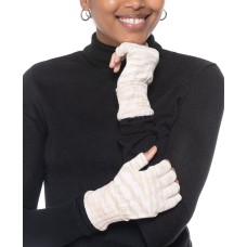 Style & Co Marled Fingerless Gloves, White and Beige,  7-1/2″L X 3-1/2″W