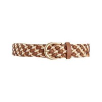Style & Co. Multi Textured Woven Belt, Cognac, Small