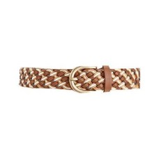 Style & Co. Multi Textured Woven Belt, Cognac, Small