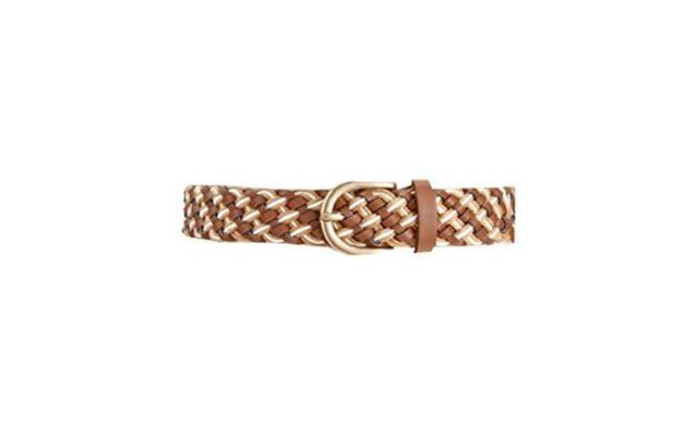  & Co. Multi Textured Woven Belt, Cognac, Small
