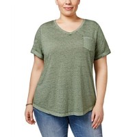 Style & Co Plus Size Burnout T-Shirt, Sage, 2X