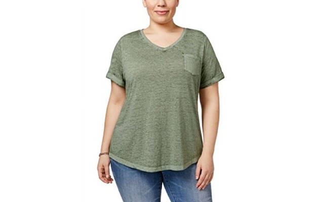 Style & Co Plus Size Burnout T-Shirt, Sage, 2X