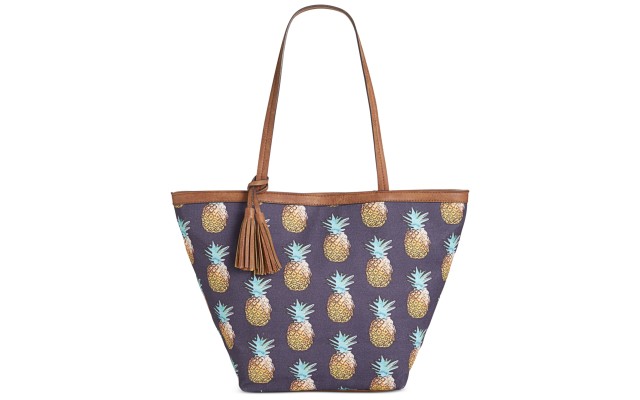 Style & Co Printed Blue Pineapple Tote Bag