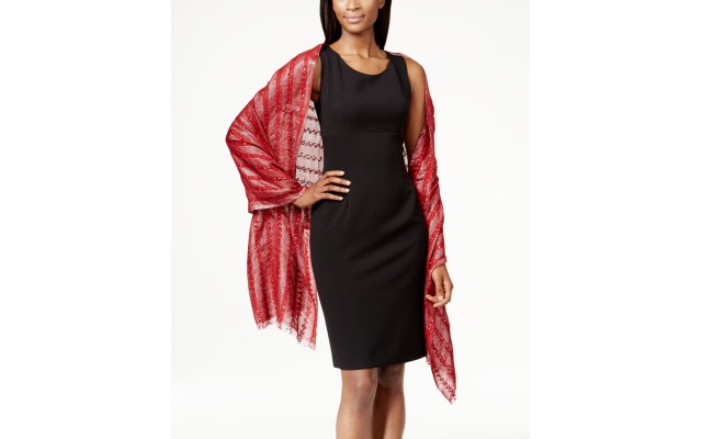 Style & Co. Sequin Boucle Evening Wrap, Red