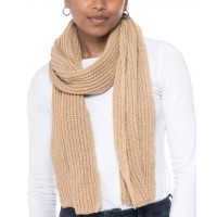 Style & Co Solid Ribbed Muffler Scarf, Beige, 72” x 10”