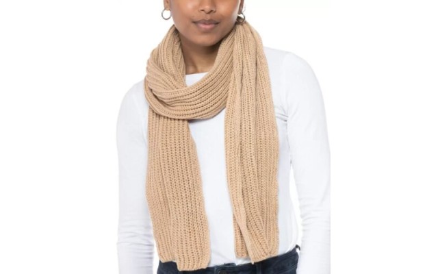 Style & Co Solid Ribbed Muffler Scarf, Beige, 72” x 10”