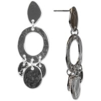 Style & Co Stainless Steel Shaky Disc Hammered Drop Earrings, Gray