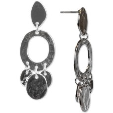 Style & Co Stainless Steel Shaky Disc Hammered Drop Earrings
