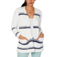Style & Co Striped Open-Front Cardigan (Winter White Combo, XL)
