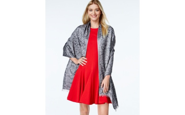Style & Co. Tonal Metallic Leopard Wrap, Silver