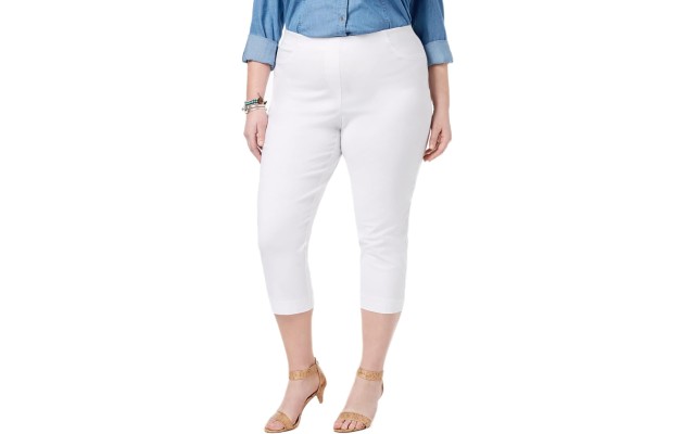 Style & Co Womens Mid Rise Comfort Waist Capri Pants, White, Plus Size 24W
